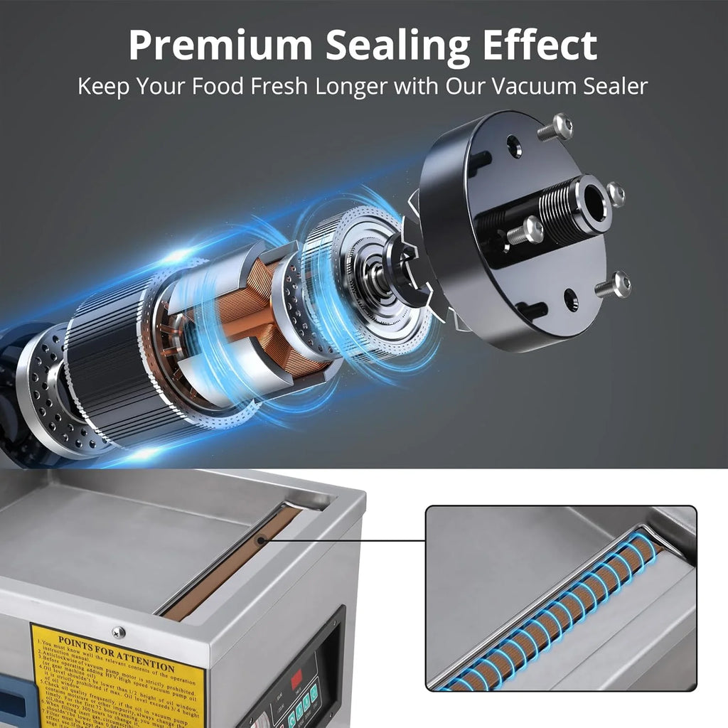 Chamber Vacuum Sealer machine,180W-260W, 10.5 inch 3.5 m3/h Pump Rate,Microcomputer Controlled,Household and Commercial Vacuum Sealing Machines with Stainless Steel Structure