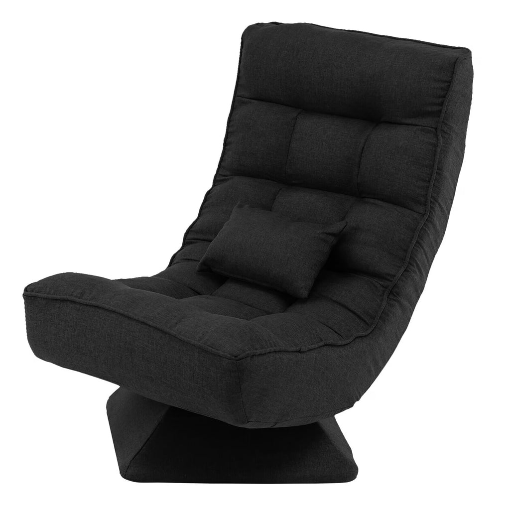 Costway 360 Swivel Floor Chair 5-Level Adjustable Lazy Chair w/ Massage Pillow Black