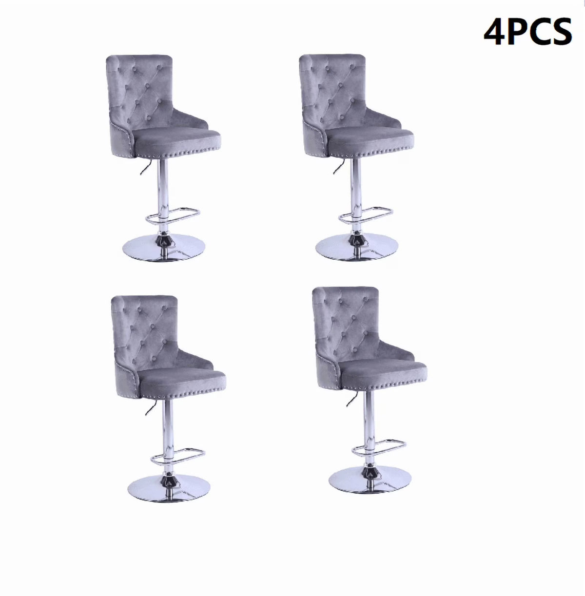 Alexent  2PCS Swivel Bar Stools, High Back, Button Tufted, Silver Footrest and Nailhead Trim Swivel Bar Chairs for Kitchen, Bar Velvet Upholstered Bar Stools, Dark Blue