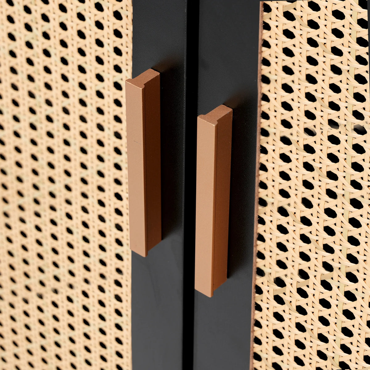 Modern Rattan Sideboard Buffet Cabinet, Kitchen Storage Cabinet, Living Room TV Stand for TVs up to 65", Entertainment Center with Adjustable Shelf, for Dining Living Room Hallway, White