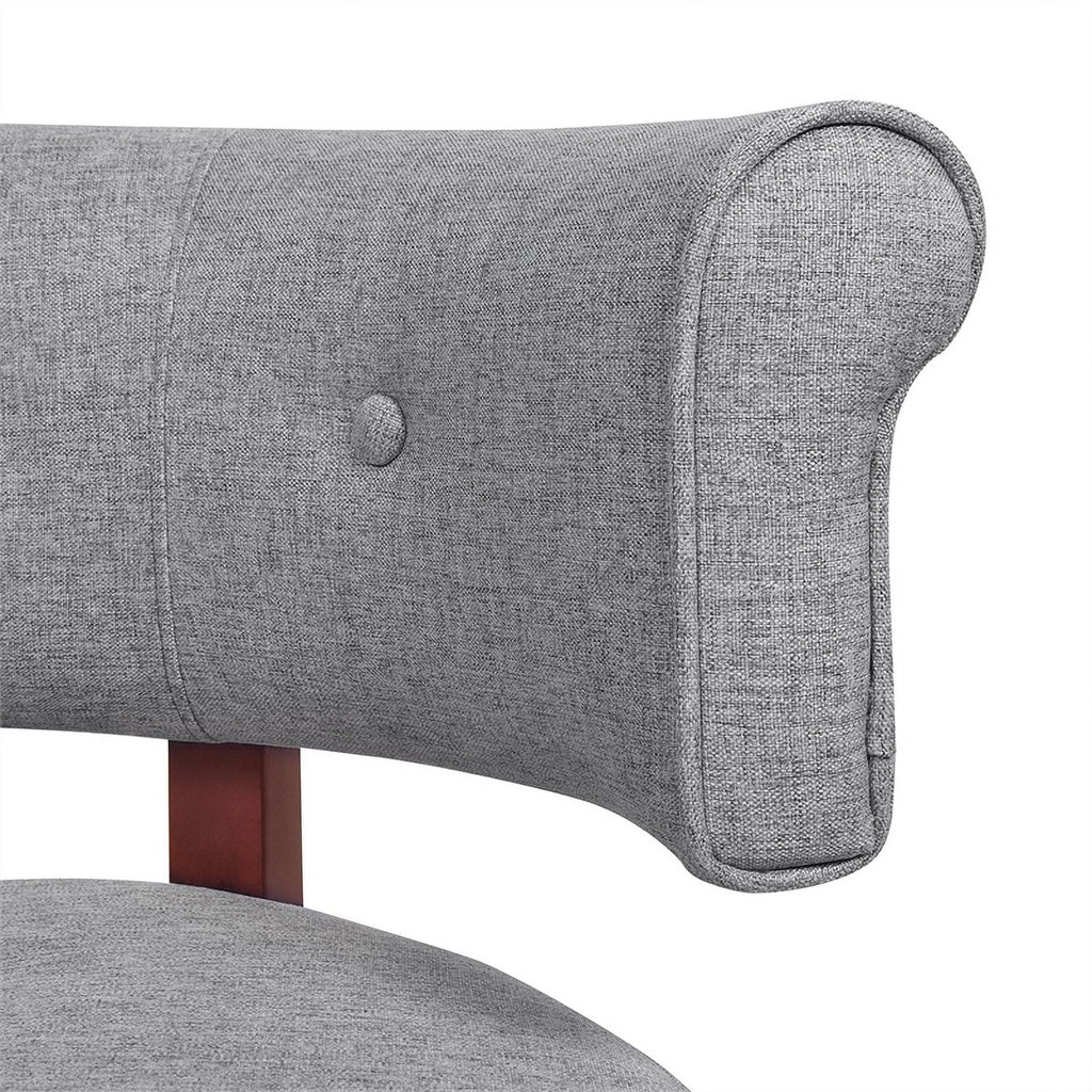 Jennifer Taylor Home Jared Roll Arm Tufted Polyester Fabric Bench, Sky Neutral Beige