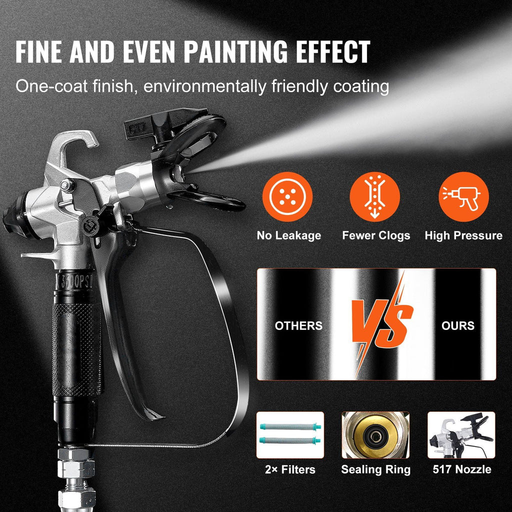 Stand Airless Paint Sprayer 3000 PSI 750W Electric High-Pressure Handheld Sprayer for Interior Exterior Walls, Furniture, Fences with Adjustable Speed Control and Extension Pole