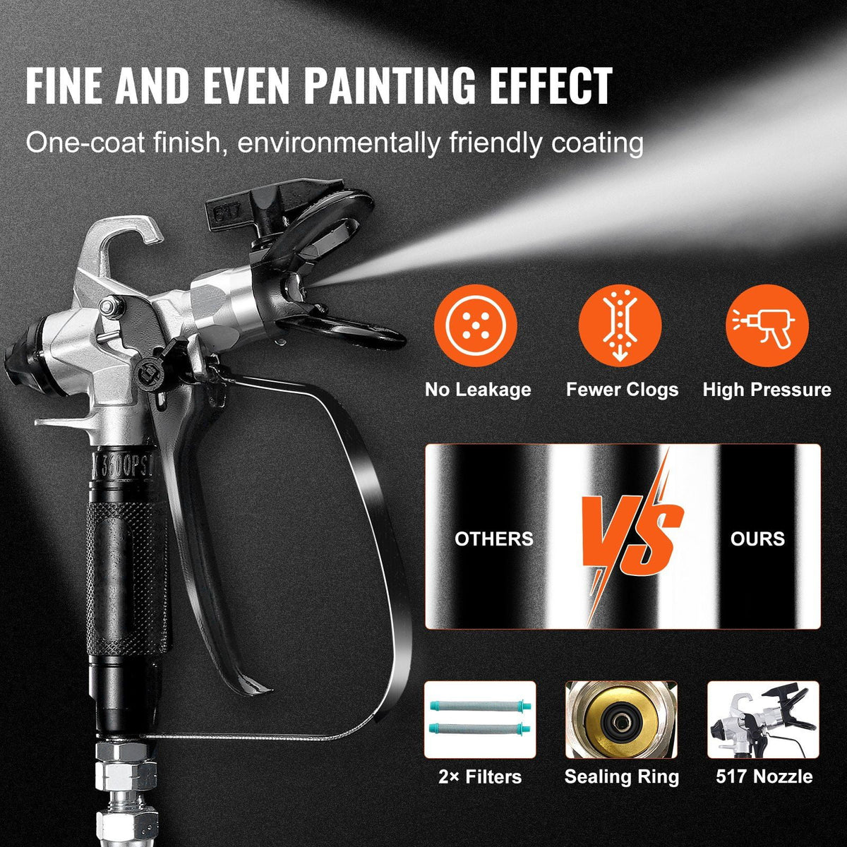 Stand Airless Paint Sprayer 3000 PSI 750W Electric High-Pressure Handheld Sprayer for Interior Exterior Walls, Furniture, Fences with Adjustable Speed Control and Extension Pole