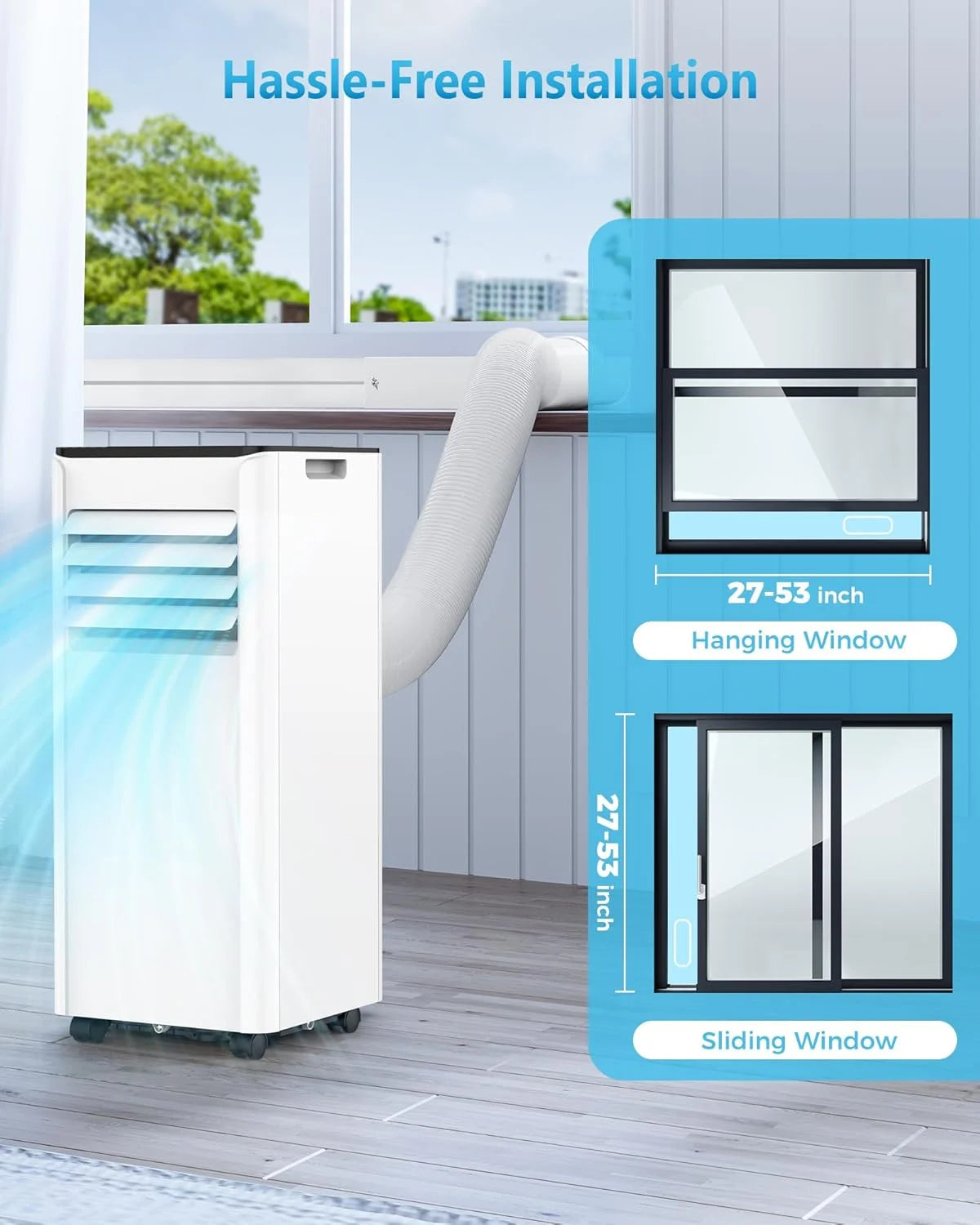 Portable Air Conditioners with cooling/dehumidification/fan/sleep mode,4-IN-1 Portable AC with 24H Timer & Remote Control & Window Kit,8000 BTU
