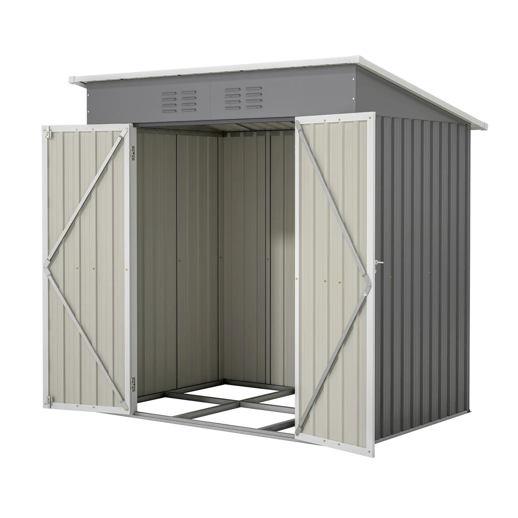 6 x 4 ft Outdoor Storage Shed with Floor Frame, Storage Sheds for Outside with Lockable Door, All Weather Garden Tool Shed with Air Vent for House Backyard Patio Lawn, Black