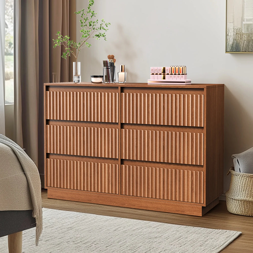 Wood Dresser, 6 Drawer Dresser for Bedroom, Modern Chest of Drawers with Deep Drawers Waterproof Living Room, Hallway, Entryway