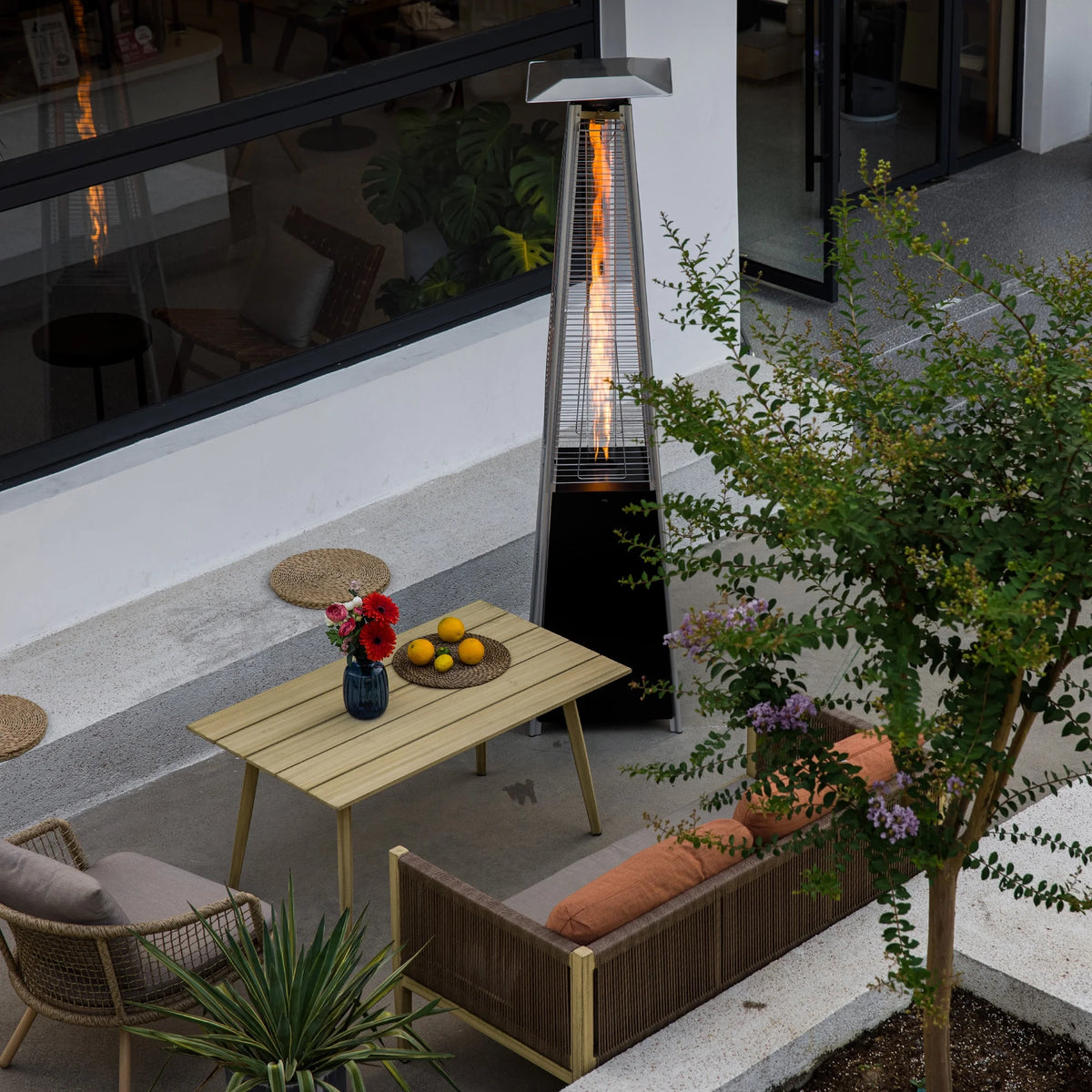 OuterMust Pyramid Patio Heater 48,000 BTU Outdoor  Propane Heater with Wheels,Black