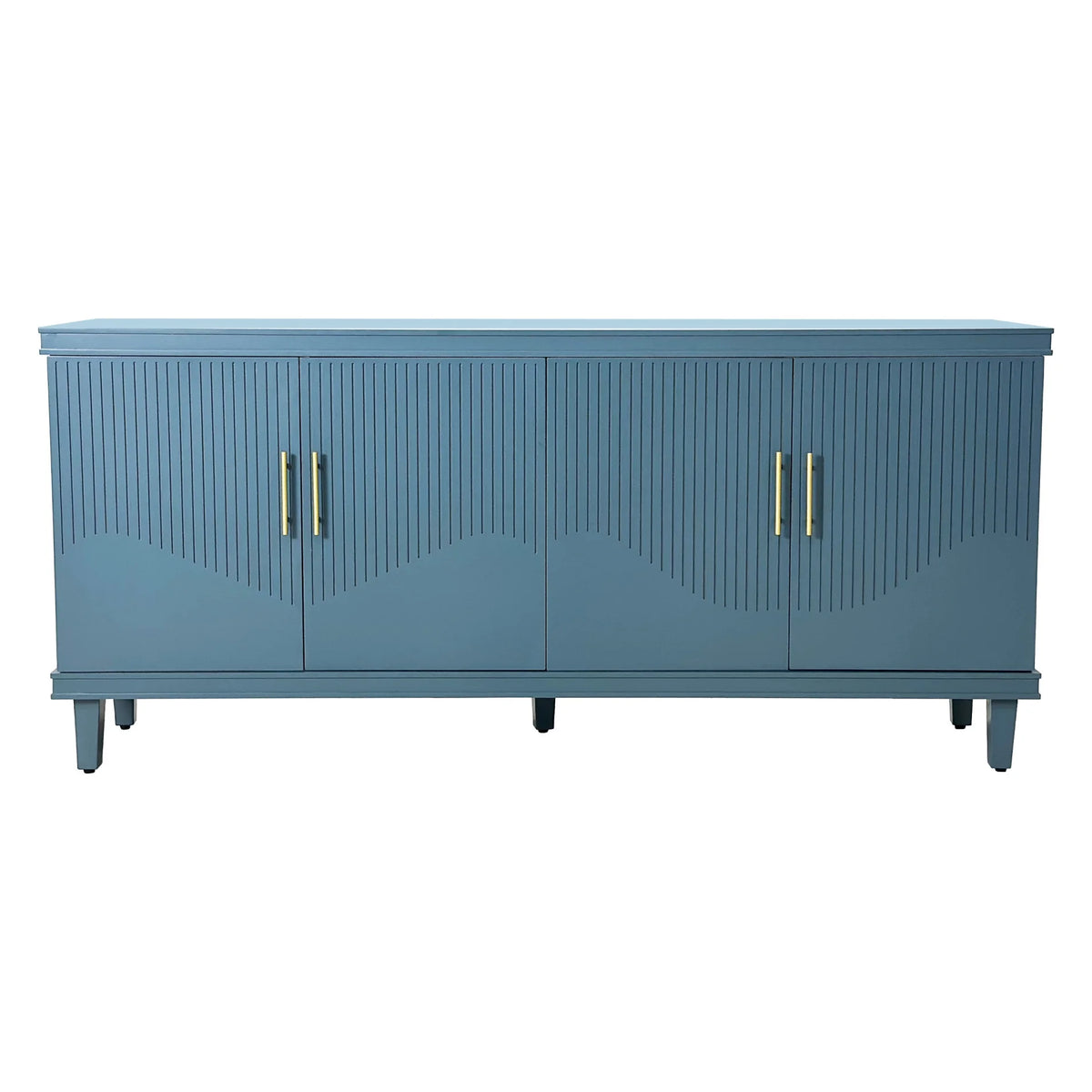 Large 4-Door Storage Cabinet with Adjustable Shelves, Modern Multi-Room Organizer for Living Room, Kitchen, Bedroom, Hallway - Blue
