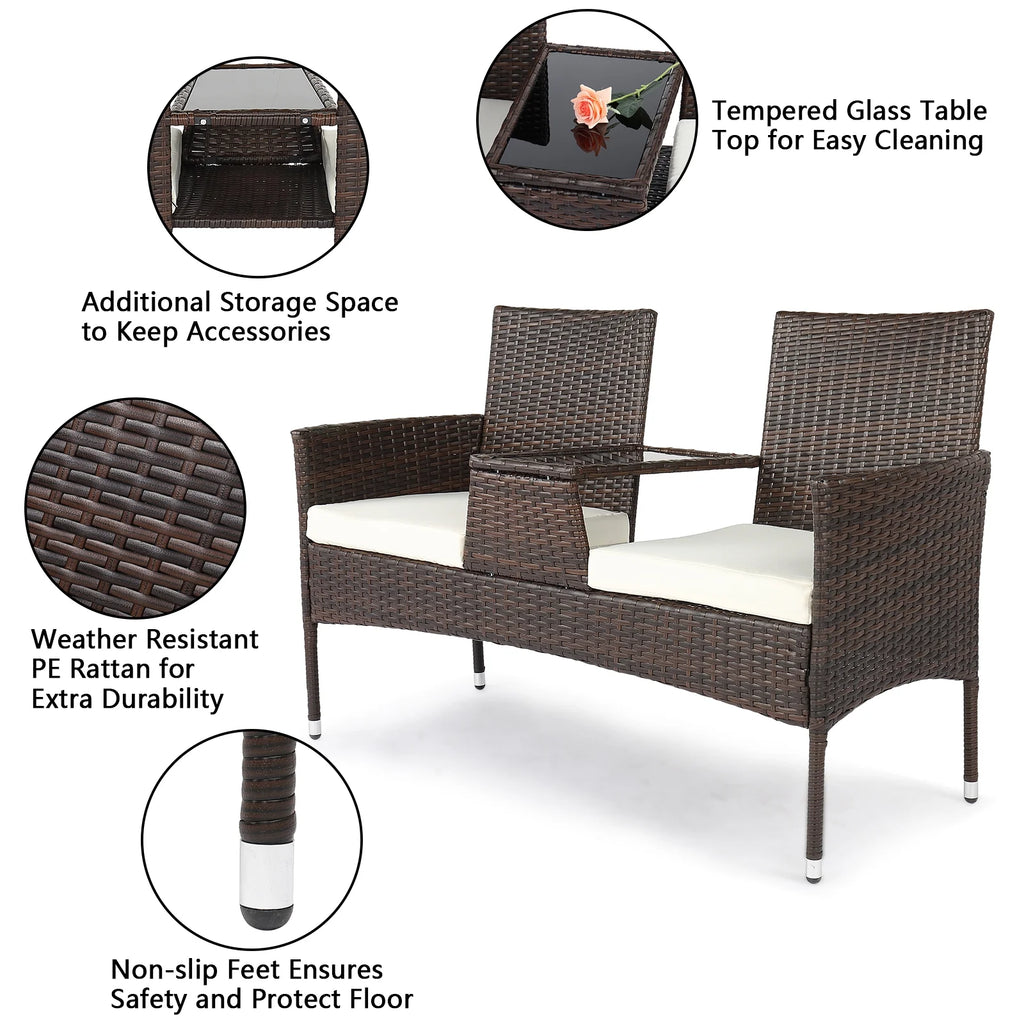 UBesGoo Set of 2 Wicker Chairs, Rattan Furniture Dining Chairs for Kitchen, Living Room, Wicker Conversation Bistro Chairs for Outdoor and Indoor, Brown