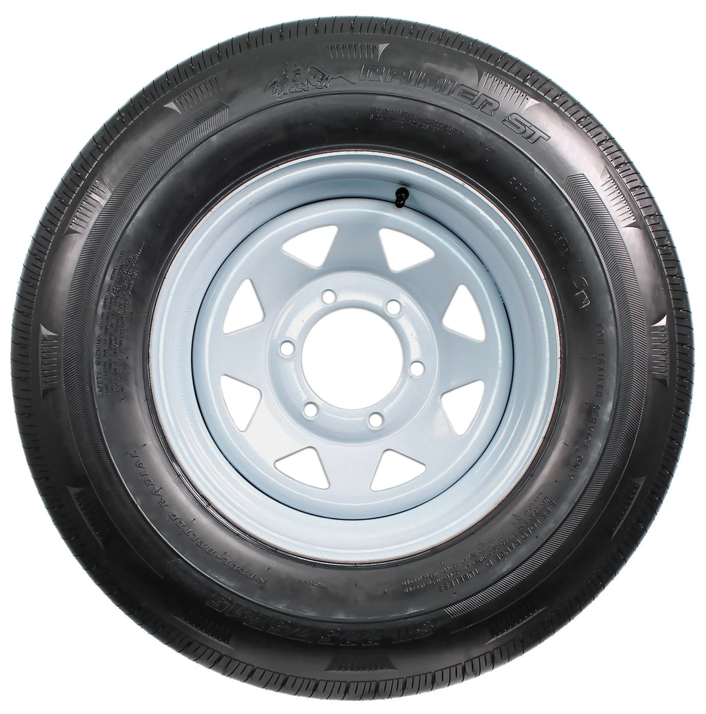 2-Pack Radial Trailer Tire On Rim ST225/75R15 15 in. LRD 6 Lug White Spoke Wheel