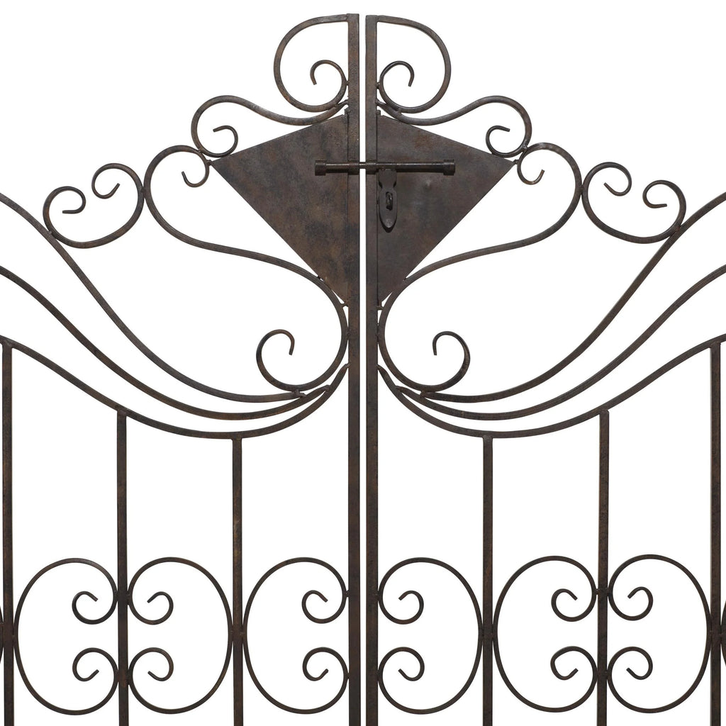 DecMode Traditional Metal Arch with Botanical Design Garden Arbors with Latch Lock Closure, 78"W x 94"H