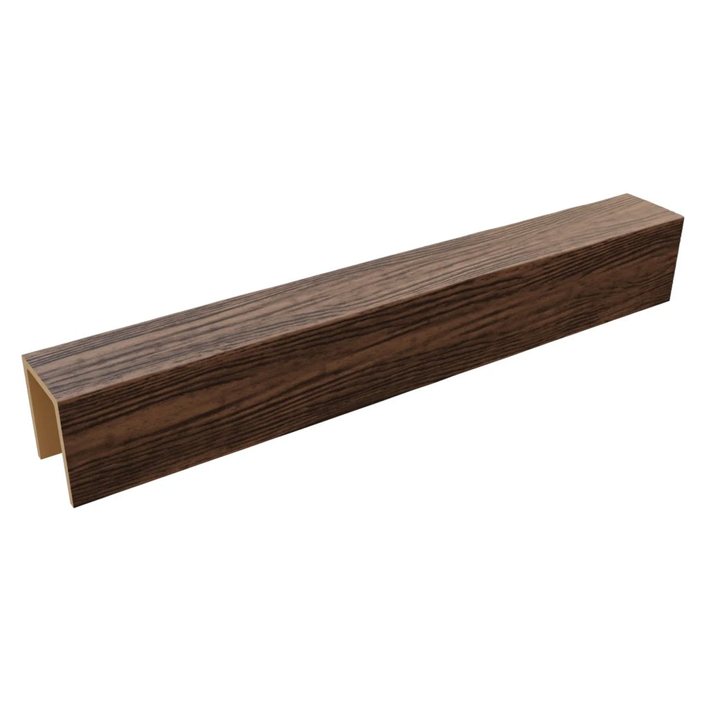 Ekena Millwork 3 1/2"W x 3 1/2"H x 120"L 3-Sided (U-Beam) Mena HeritageTimber Faux Wood Ceiling Beam, Kona Brown