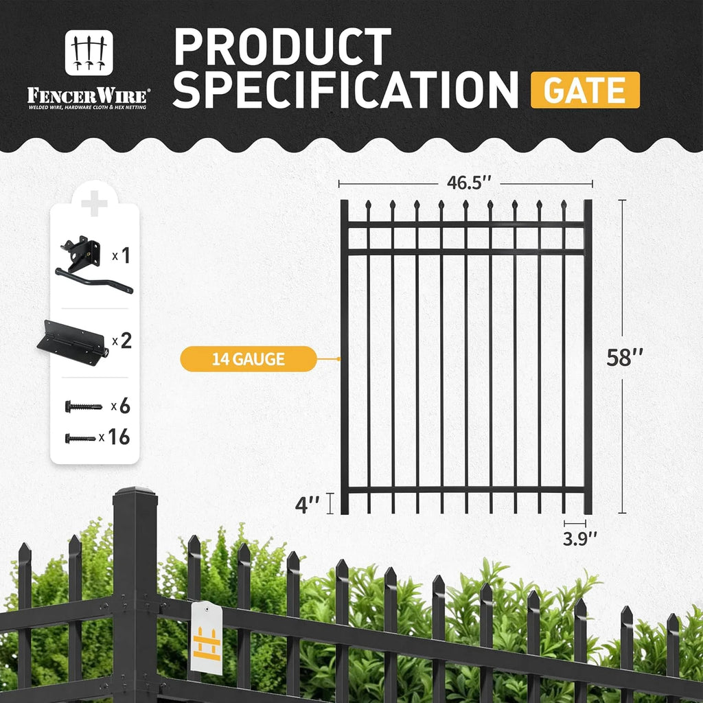 Fencer Wire Pack of 5 Heavy Duty Pinnacle Fence Barrier Panel, 5FT Height X 8FT Width Anti-Rust Metal Fencing Panel, 2 Diameter Steel Outdoor Decorative Garden Fence Panel for Yard, Pool, Patio
