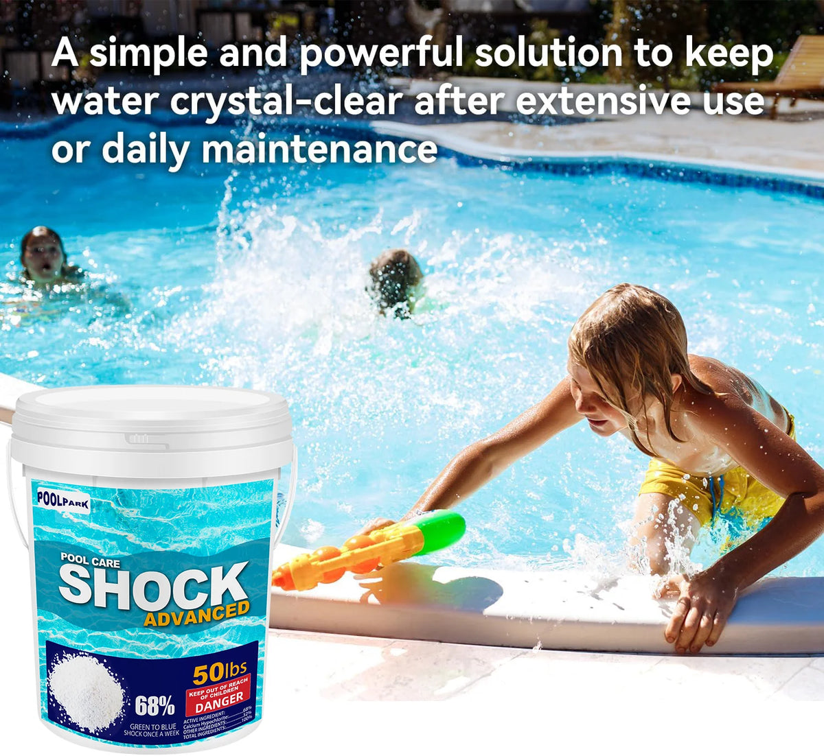 50lbs 68% Calcium Hypochlorite Pool Shock for Swimming Pools - Chlorine Granules Swimming