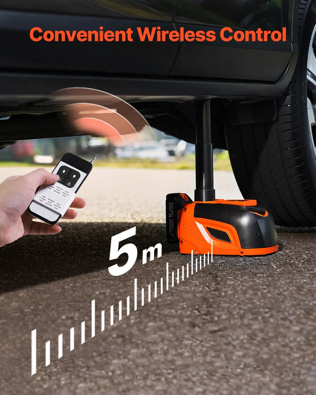 KFFKFF Electric Car Jack, Capacity of 5 Tons/11000 lbs, Modifiable Electric Lift with Superior Weight Endurance, LED Illumination & Remote Operated, Compact Jack Set for Sedan, SUV, Truck