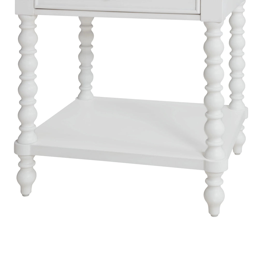 Pioneer Woman Harper Spindle Nightstand with USB Charging Ports, Adults and Teens, White Finish