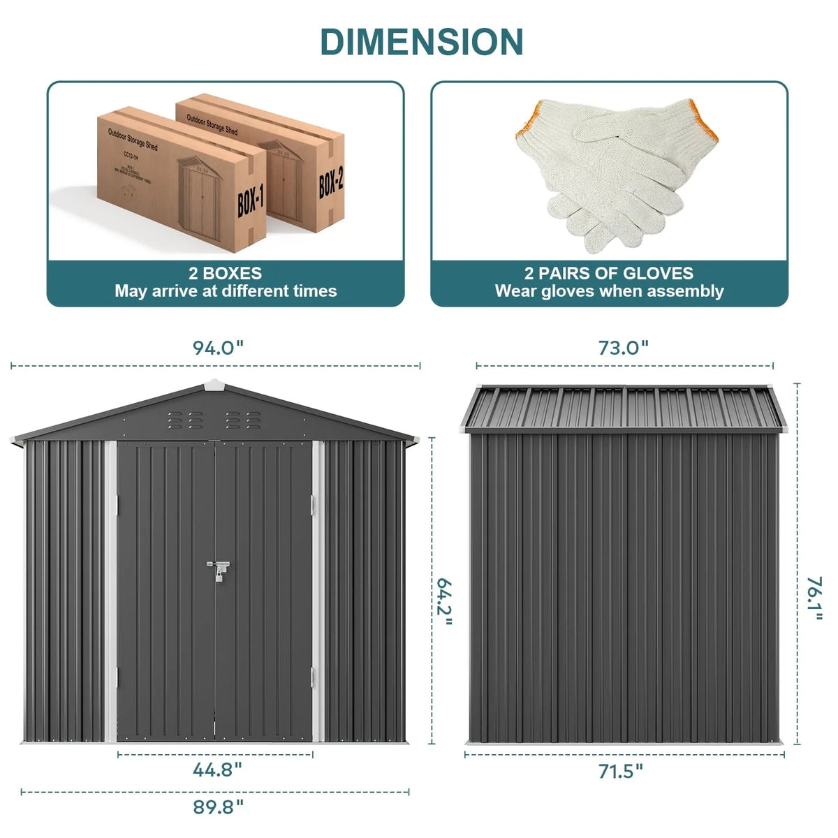 Aiho 8 x 6 FT Outdoor Storage Shed on Clearance with Metal Base  Frame and Double Lockable Doors for Garden, Patio - Gray