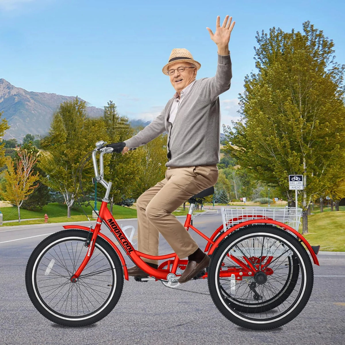 FICISOG 7 Speed Adult Tricycle for Women, 20/24/26 Inch Adult Trike with Basket, 3 Wheel Bikes for Adults Seniors, Cruise Trike for Shopping Picnic