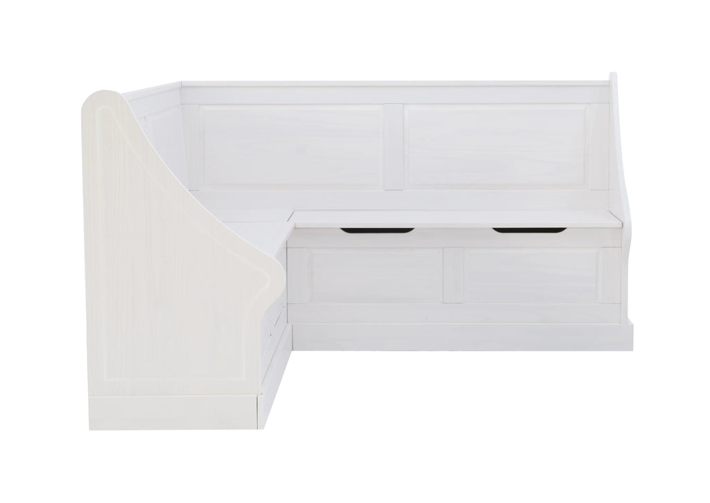Linon Tobin Casual Wood Corner Dining Breakfast Nook Bench with Storage, White