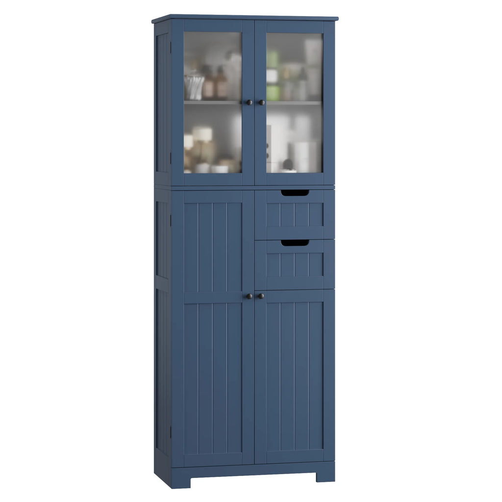 Homfa 67" Tall Bathroom Cabinet, White Linen Cabinet with Doors and Removable Drawers, Kitchen Cupboard