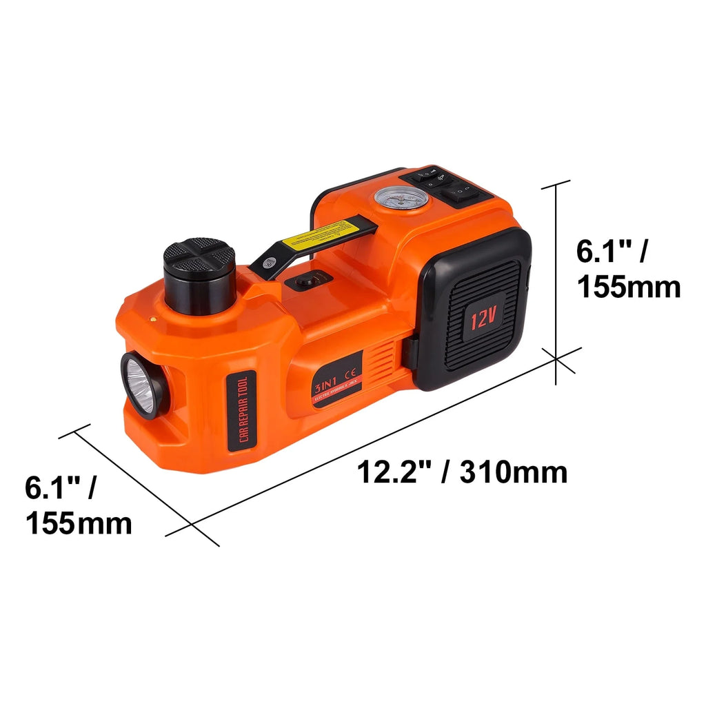 KFFKFF Electric Car Jack,5 Ton/11023 LBS Hydraulic Lifting Device with Electric Torque Wrench,Integrated Air Pump,and LED Illumination for SUV MPV Sedan Truck Tire Replacement Garage Maintenance