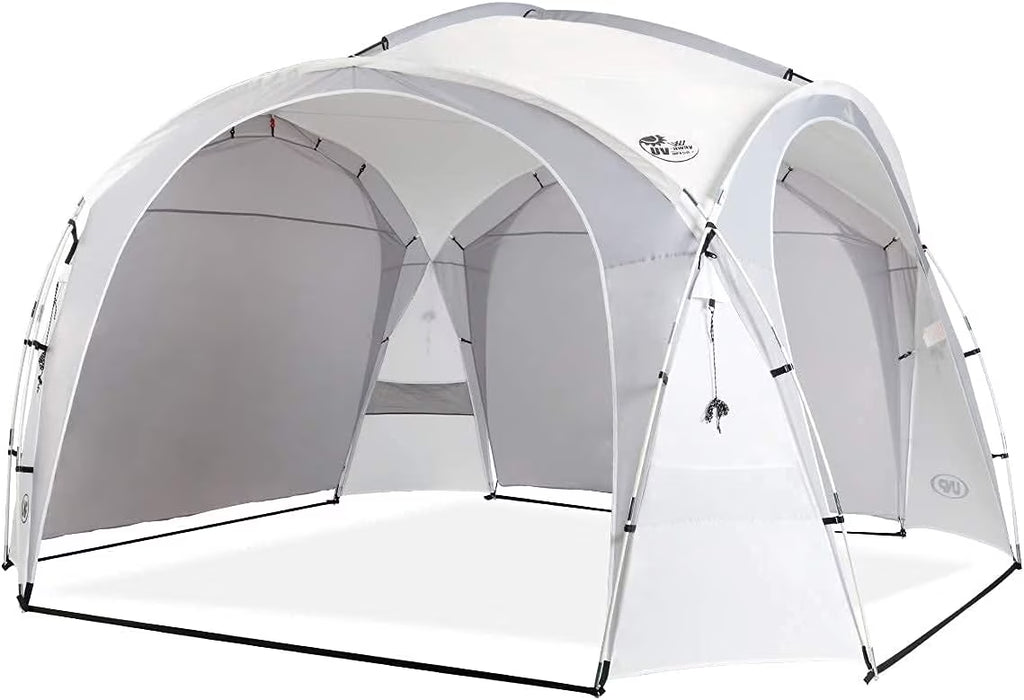 UNP Easy Beach Tent Pop Up Canopy UPF50+ Tent with Side Wall, Ground Pegs, and Stability Poles, Sun Shelter Rainproof, Waterproof for Camping Trips, Backyard Fun, Party Or Picnics (10x10 ft, White)