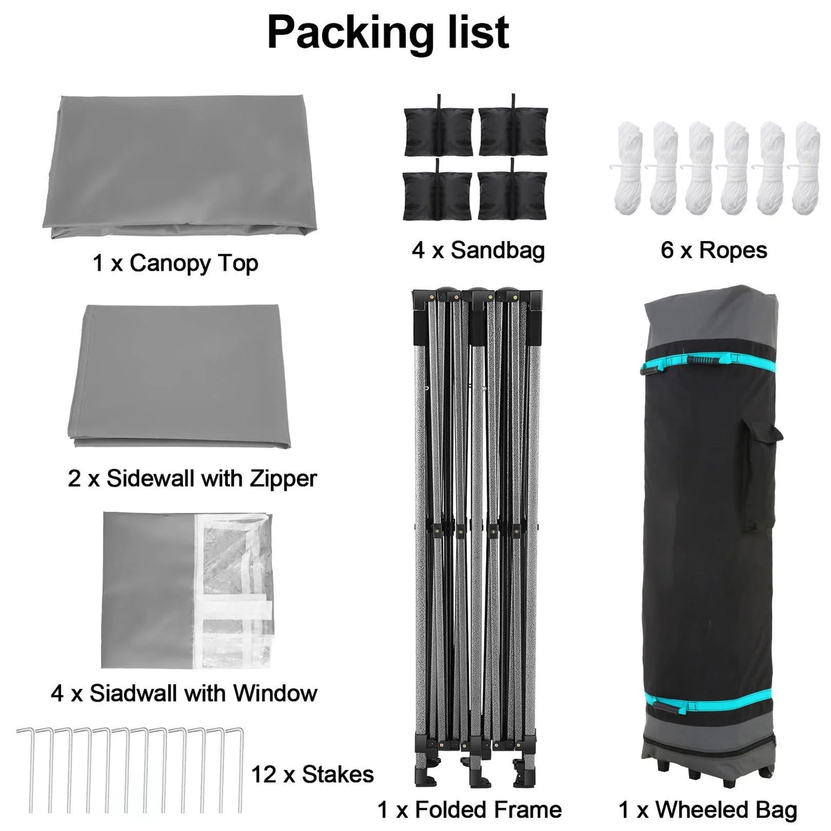 COBIZI 10x20 Heavy Duty Pop up Canopy Tent with 6 sidewalls Easy Up Commercial Outdoor Canopy Wedding Party Tent for Beach All Season Wind & Waterproof Gazebo with Roller Bag,Black(Frame Thickened)