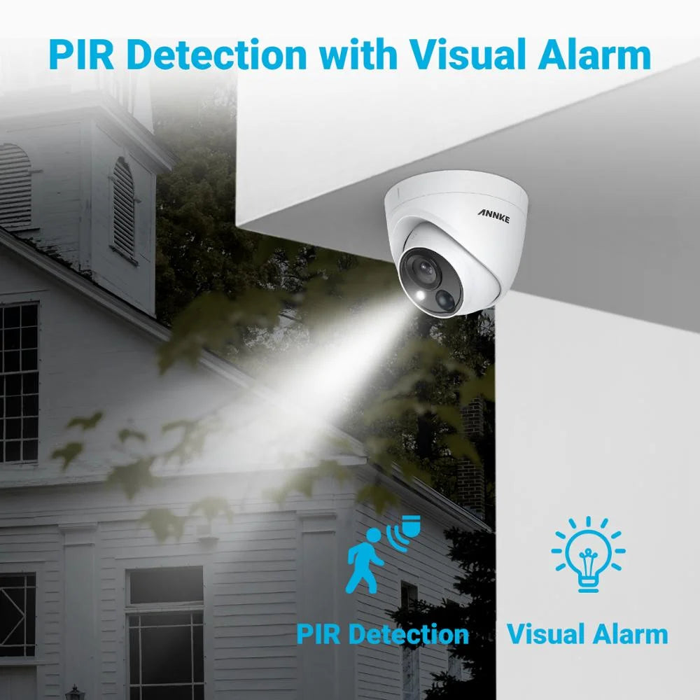ANNKE 8CH 5MP Security Camera System 5MP Lite 5IN1 H.265+ DVR with 8pcs IP67 5MP PIR HD EXIR Dome Weatherproof Surveillance CCTV Kit Without HDD