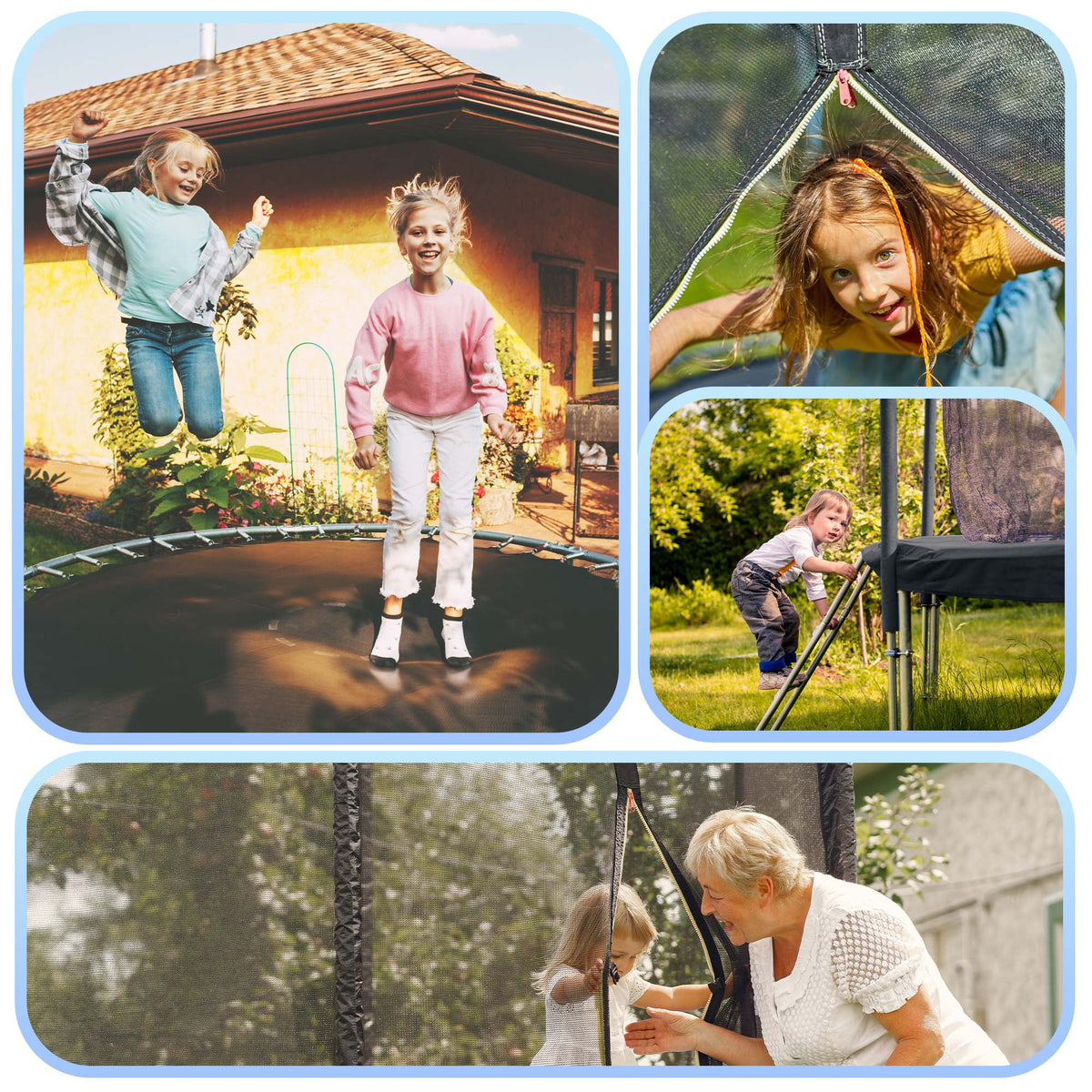 MARNUR 8 FT Trampoline for Kids Max Weight 330 LBS with Ladder, Safety Enclosure, Wind Stakes for Backyards Outdoor