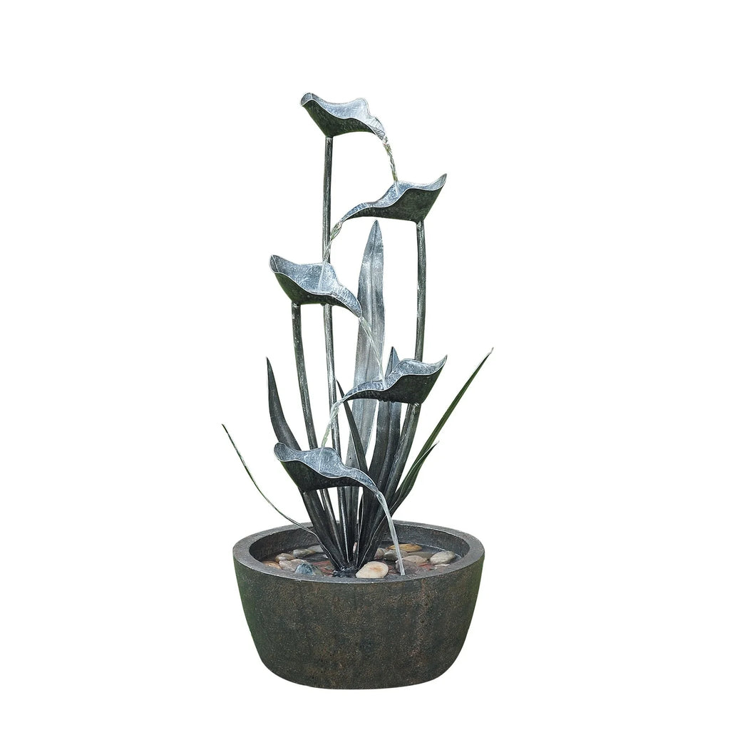 Metal Plant Fountain With 5 Leaves