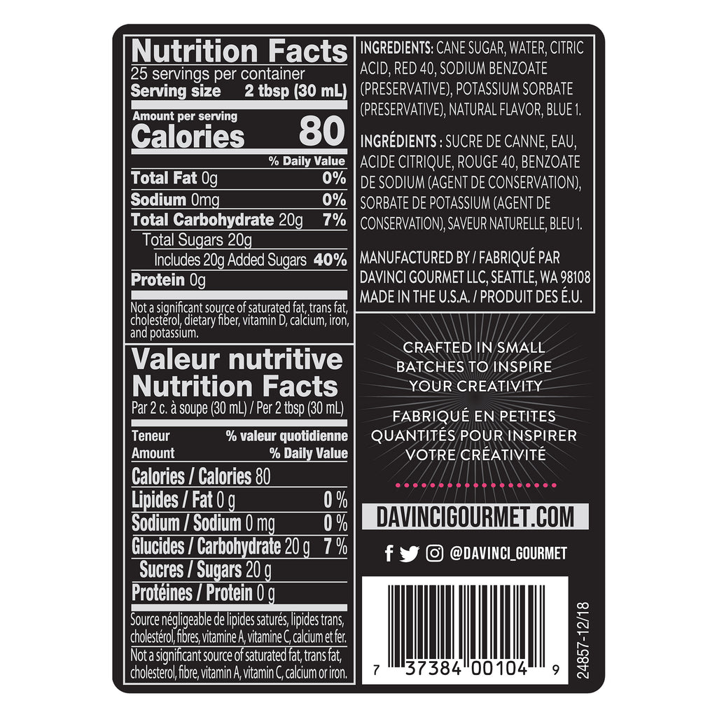 DaVinci Classic Syrup, Raspberry, 25.4 oz