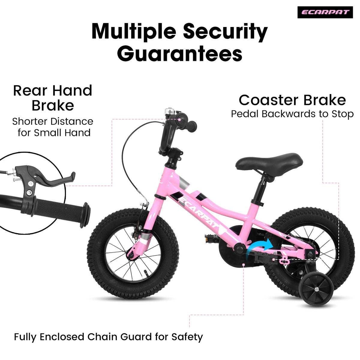 iRerts Kids Bike with Training Wheels, 18 Inch Boys Girls Bike for Kids Ages 4-9 Years Old, Children Bicycle with Front V Brake, Rear Holding Brake, Red