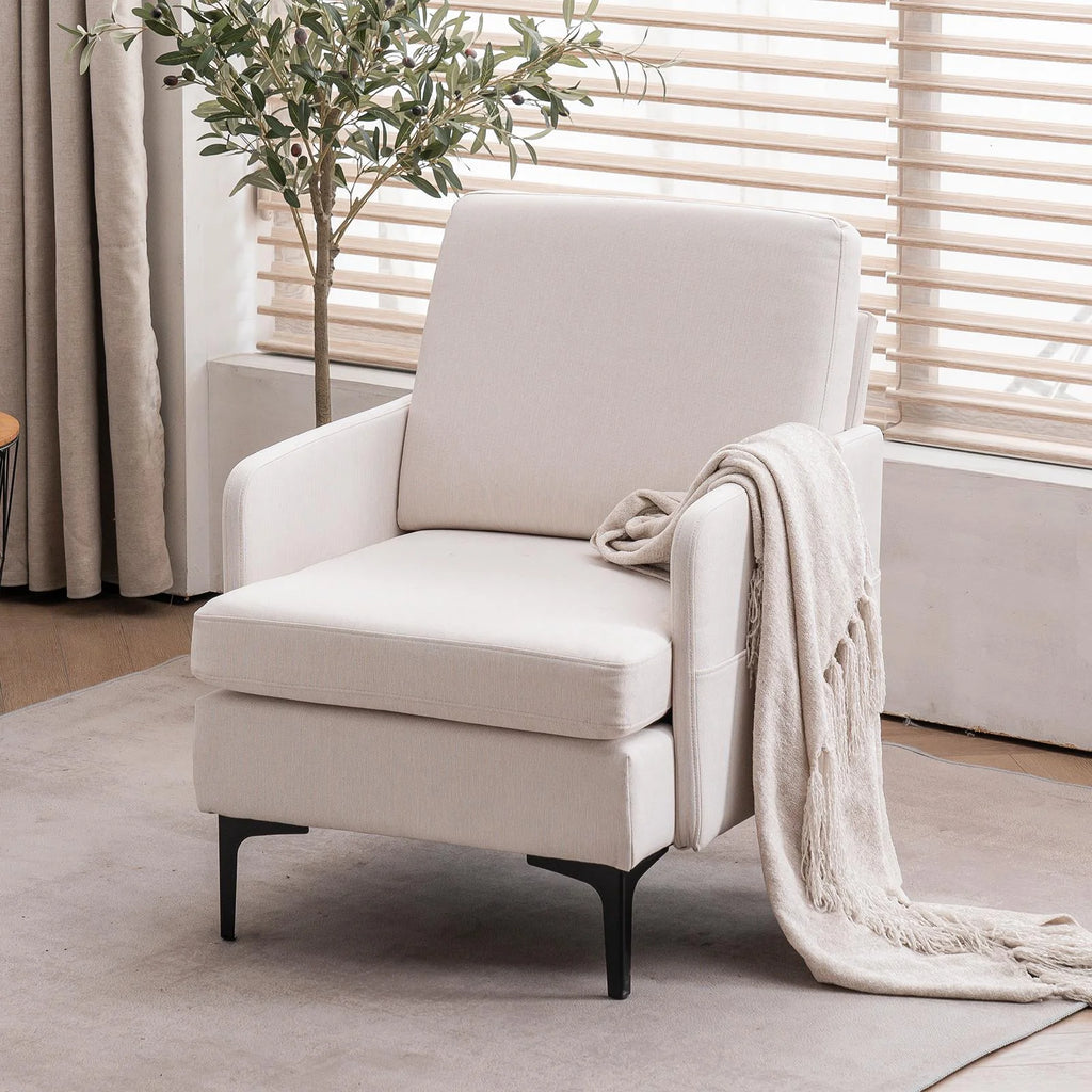 Ktaxon Fabric Accent Chair, Reading Armchair with Removable Cushion, Single Sofa with Extra Seat Depth for Living Room Bedroom Black