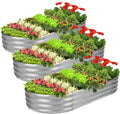 Galvanized Raised Garden Bed Kit, 3Pcs 4ft Planter Raised Garden Boxes Outdoor, Oval Metal Raised Garden Beds for Vegetables