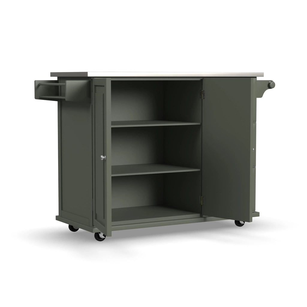 Homestyles Dolly Madison Engineered Wood Kitchen Cart in Sage Green/Nickel