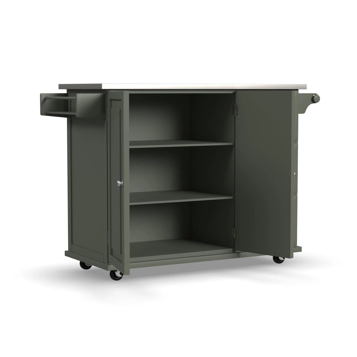 Homestyles Dolly Madison Engineered Wood Kitchen Cart in Sage Green/Nickel