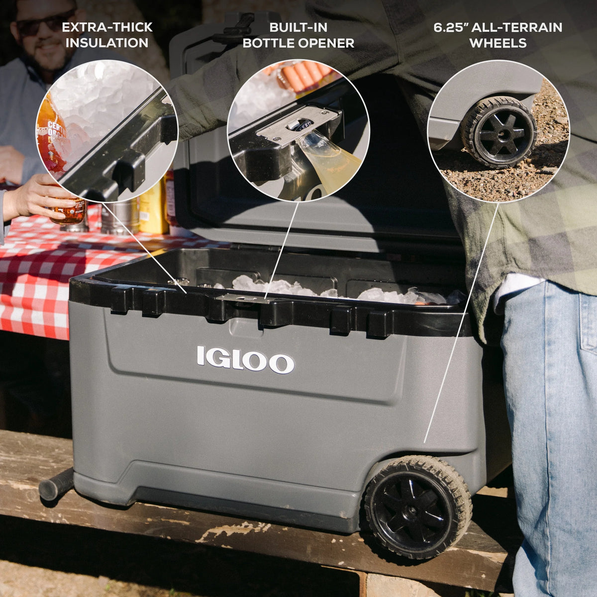Igloo 72 QT Overland Ice Chest Cooler with Wheels, White