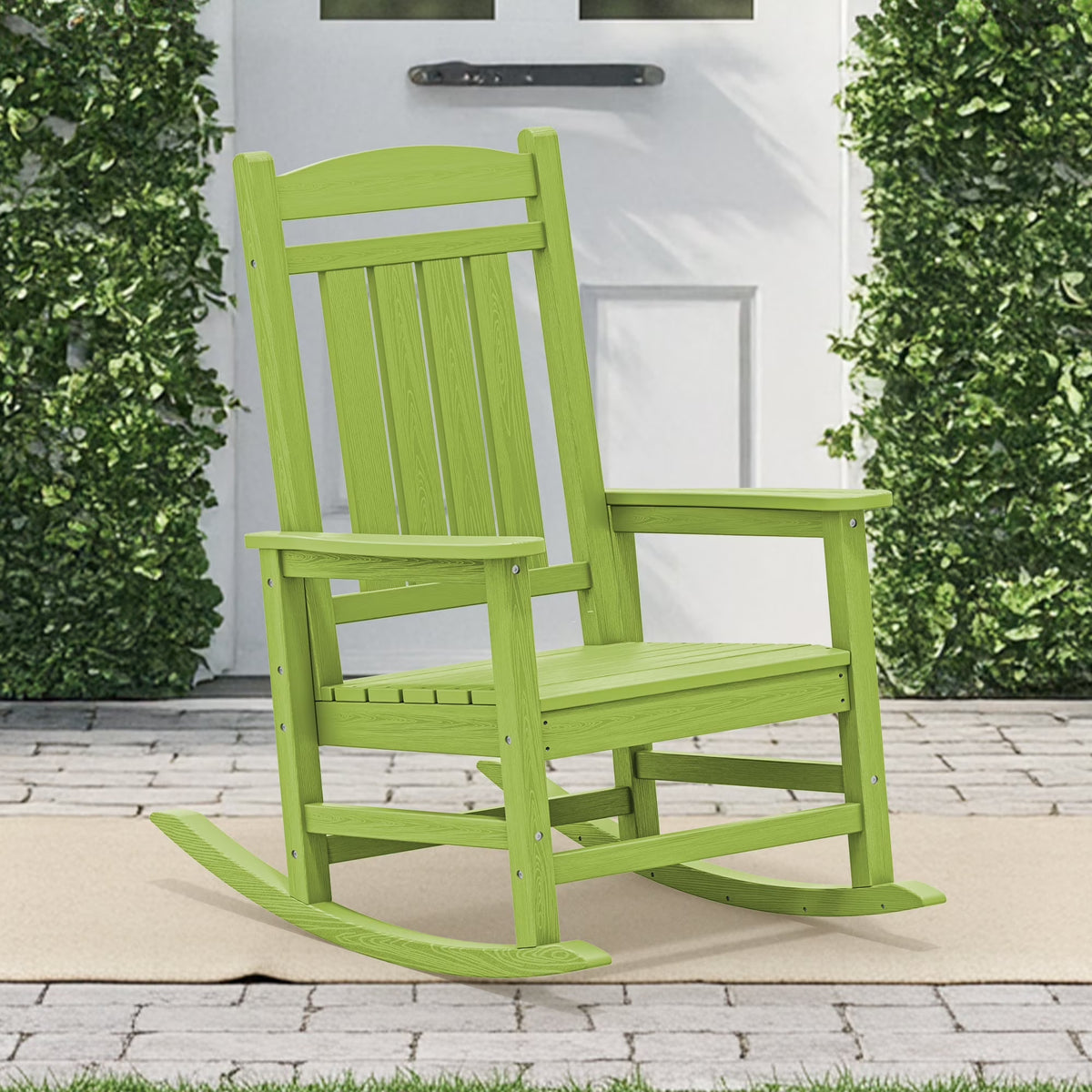 KINGYES Outdoor Rocking Chair Set of 2, HDPE Patio Rocking Chair, Heavy Duty Front Porch Rocker, Navy