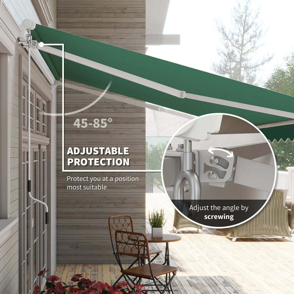 Outsunny 12' x 10' Manual Retractable Awning Outdoor Sunshade Shelter for Patio, Balcony, Yard, with Adjustable & Versatile Design, Beige and White