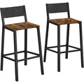 VASAGLE Bar Stools Set of 2 Bar Chairs Tall Bar Stools with Backrest Industrial in Party Room Rustic Brown and Black