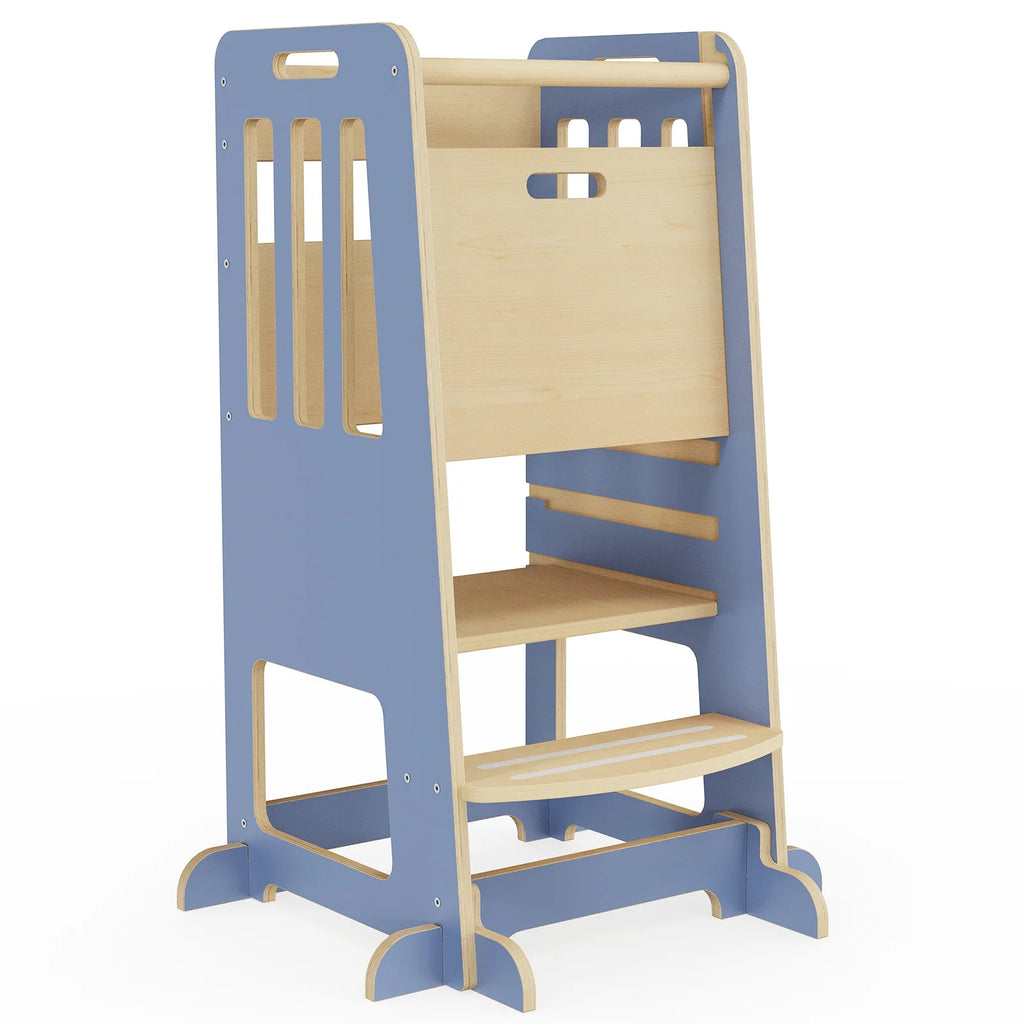 Toddler Standing Tower, Kids Kitchen Stool Helper 3 Levels Adjustable Height Wooden Toddler Step Stools for Learning New Skills