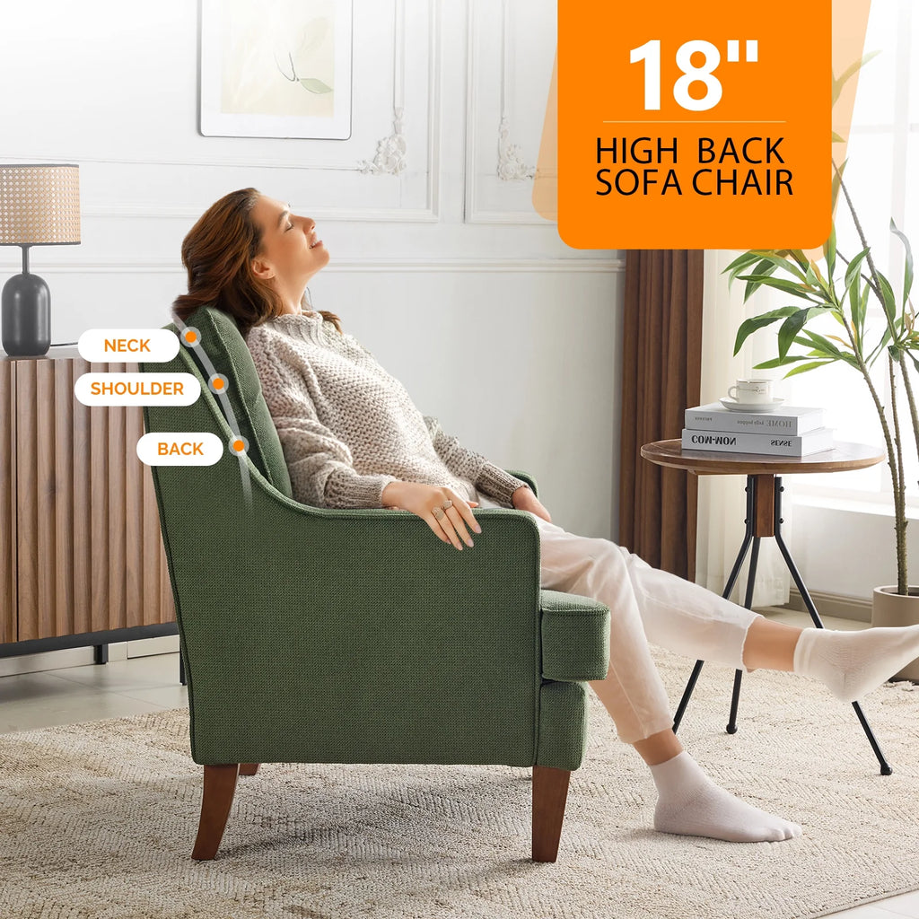 Ktaxon Fabric Accent Chair, Reading Armchair with Removable Cushion, Single Sofa with Extra Seat Depth for Living Room Bedroom Black