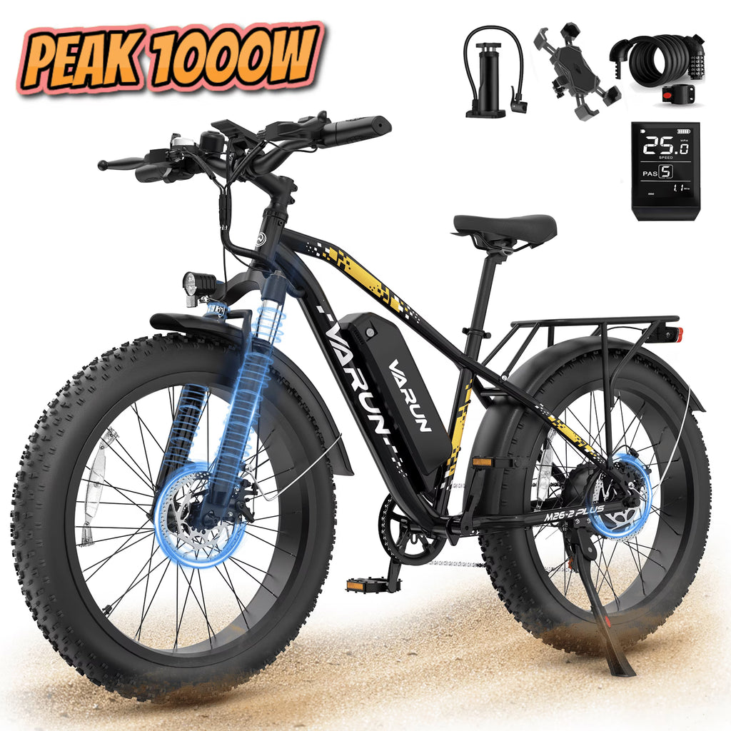 VARUN Electric Bike for Adults, 26" Fat Tire Ebike with Peak 750W 48V 13AH Battery, Electric Mountain Bicycle for Men & Women with 25MPH 50Miles