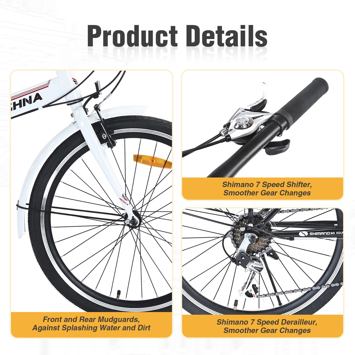 Meghna 24 inch Folding Bike 7 Speed V Brake City Commuter for Men Women Daily Commuting Black