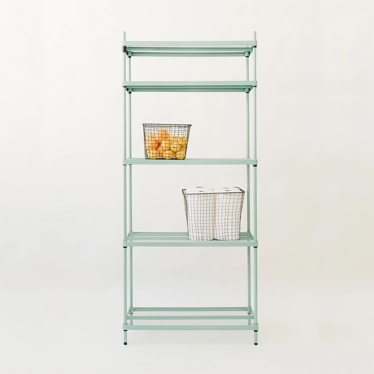 Design Ideas MeshWorks 5 Tier Steel Storage Shelving Unit Bookshelf, Green