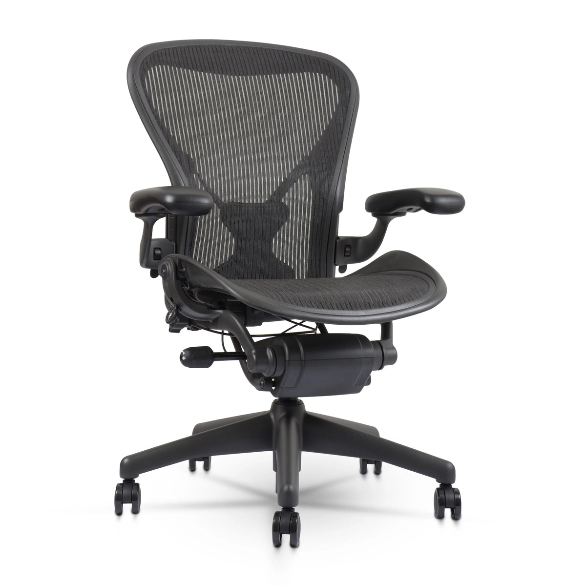 Herman Miller Aeron Chair Size B (𝙍𝙚𝙛𝙪𝙧𝙗𝙞𝙨𝙝𝙚𝙙) Fully Loaded PostureFit Clip‑Latch Adjustable Arms and 12‑Year Warranty along with 3 Yr Mechanical Warranty