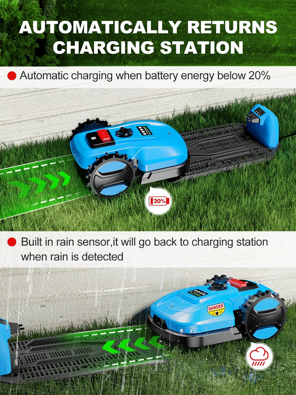 ACFARM 20V 4.0Ah Robotic Lawn Mower 1/4 Acre (Battery & Charger Included)