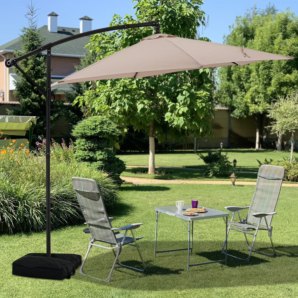 Autlaycil 10 ft Cantilever Offset Outdoor Patio Umbrella with Base Stand Rotate and Tilt, Blue