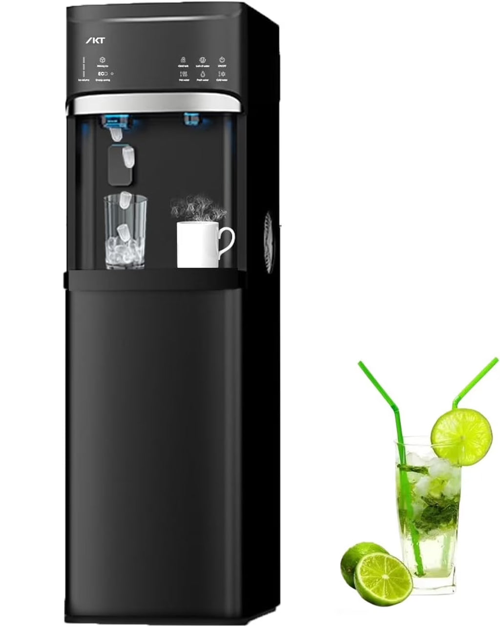 IKT Bottom Loading Water Dispenser Cooler with Maker for 5 Gallon Bottle with Empty Bottle Indicator 3 Temperature 22lbs Within 24hrs Black