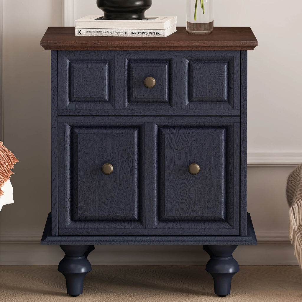 20.47"Vintage Nightstand with 2 Drawers and Roman Column Legs, Solid Wood Bedside End Table, Bedside Cabinet for Bedroom, Living Room(Set of 2)